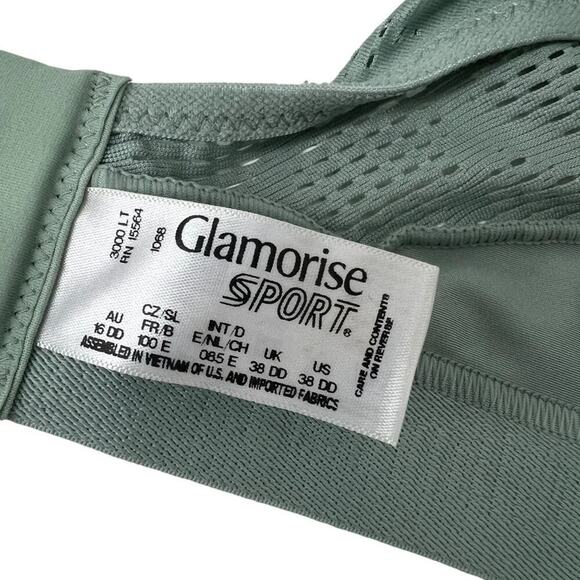 Glamorise No-Sweat Mesh Sports Bra Wirefree Jade Womens Size 38DD - Picture 4 of 7